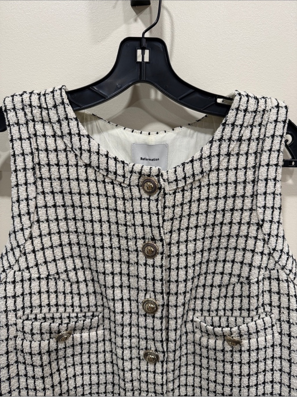 NWT Reformation Tropez Mini Dress Sz 4 cream black Check
Tweed - Picture 6 of 9